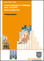 Titelbild der Veröffentlichung „Kommunalwahlen in Thüringen am 5. Juni 2016, Wahlen der Bürgermeister - Vorläufige Ergebnisse -“
