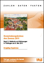 Titelbild der Veröffentlichung „Gemeindeergebnisse des Zensus 2011 - Band 2: Gebäude und Wohnungen in Thüringen am 9. Mai 2011 - endgültige Ergebnisse -“