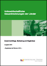 Titelbild der Veröffentlichung „Volkswirtschaftliche Gesamtrechnungen der Länder - Zusammenhänge, Bedeutung und Ergebnisse, Ausgabe 2015“